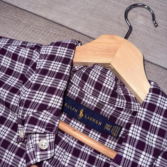Polo Ralph Lauren Purple Plaid Shirt Men 2XL Tall Classic Fit Color Pony Cotton - Picture 4 of 9